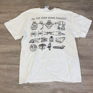 All The Star Wars Things Men's Large White T Shirt Lucasfilm